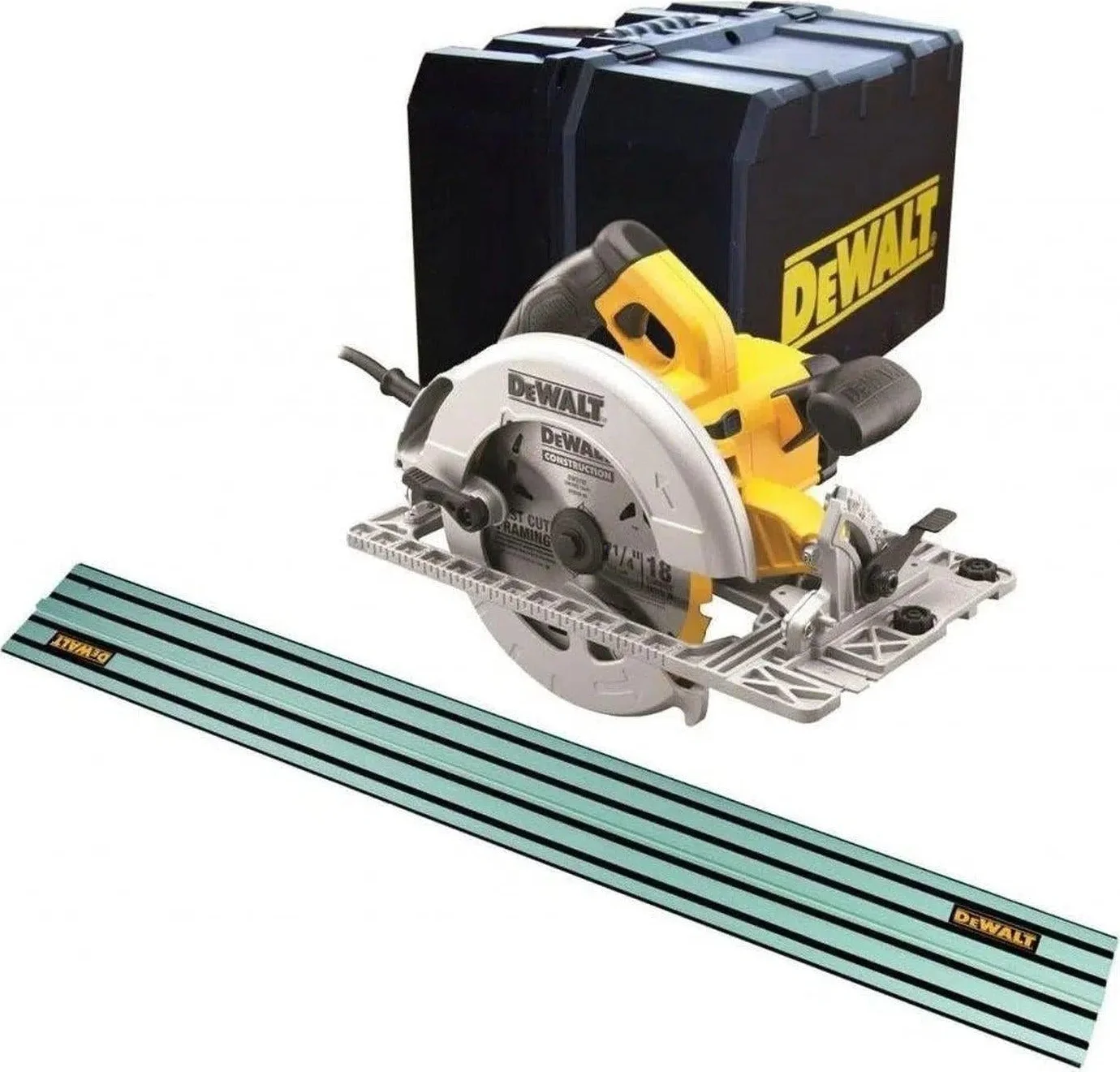 DeWALT DWE576K Cirkelzaag 1600W in koffer + DWS5022 Geleiderail 1500mm