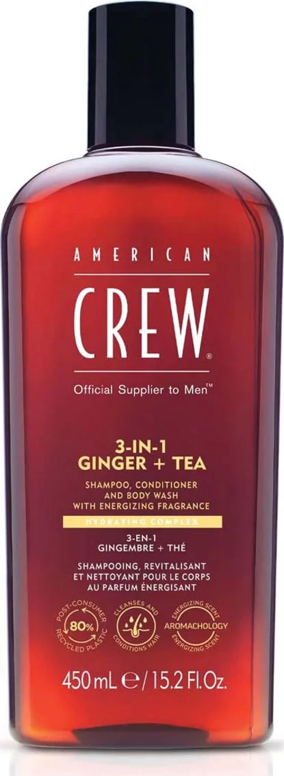 American Crew 3-In-1 Energizing Shampoo, Conditioner & Bodywash Gember 450ML