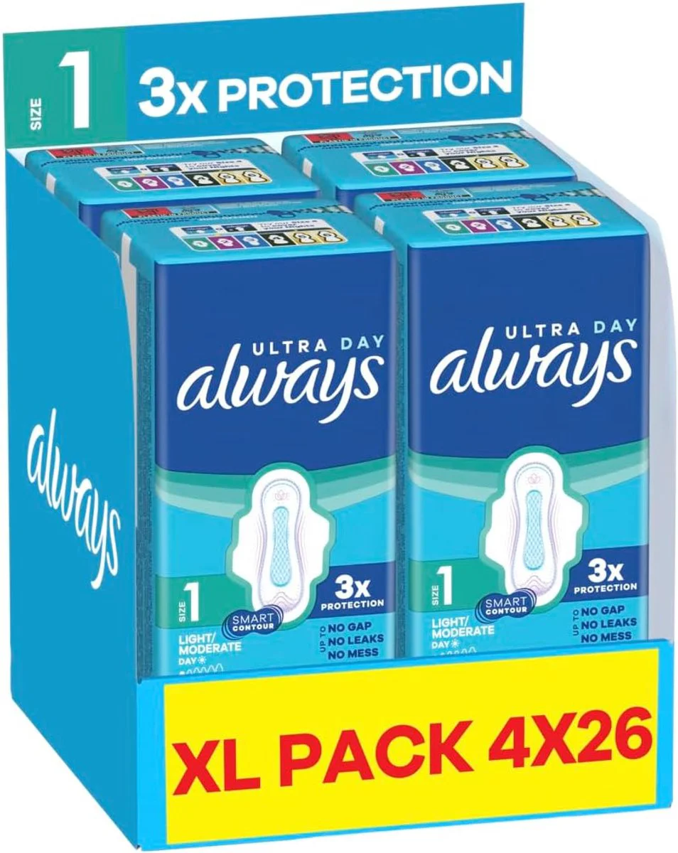 Always Maandverband Ultra Sanitary Towels Maat 1 104 stuks