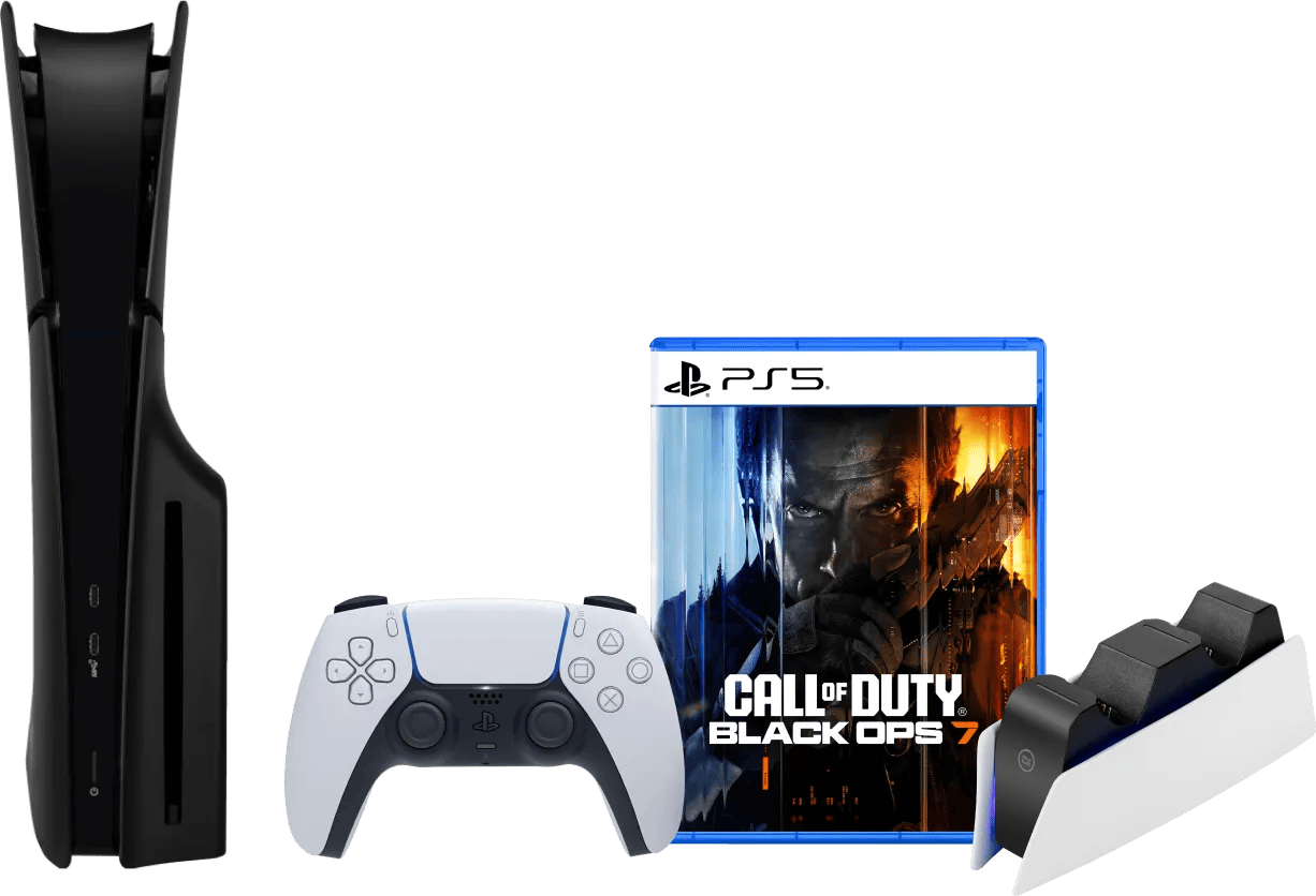 Sony PlayStation 5 Slim Disc Edition + Call of Duty: Black Ops 7 + Covers Zwart + Oplaadstation
