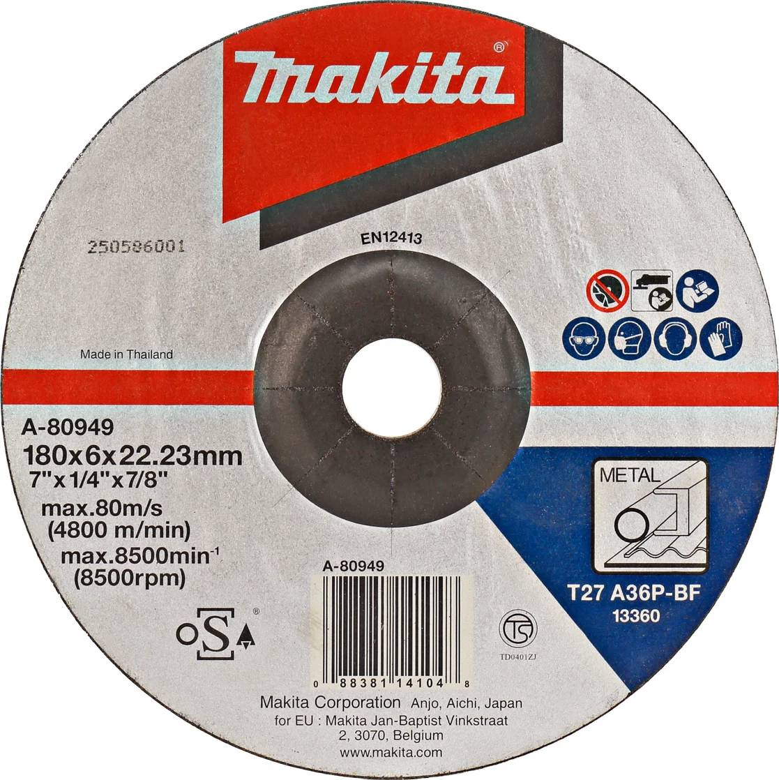 Makita A-80949 Afbraamschijf Staal | 180 x 22,23 x 6,0 mm