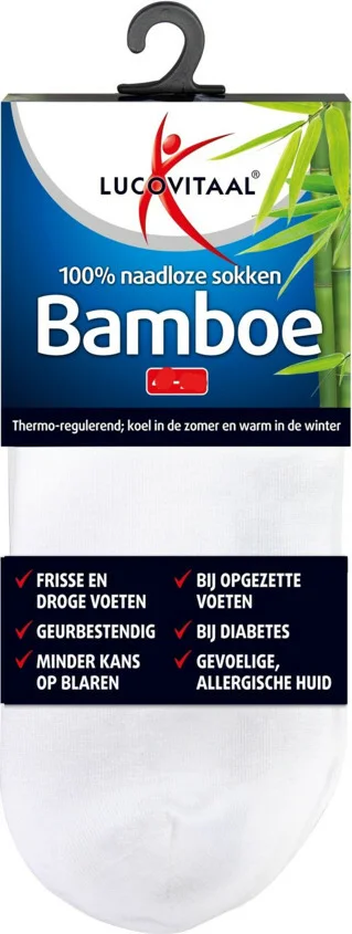 12x Lucovitaal Bamboe Enkelsok Wit Maat 39-42 1 paar