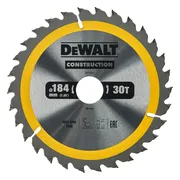 DeWALT Cirkelzaagblad voor Hout | Construction | Ø 184mm Asgat 30mm 30T - DT1942-QZ