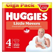Huggies® Little Movers baby luiers, Maat 4 (7 tot 18 kg), 150 luiers met Disney© designs, Giga pack
