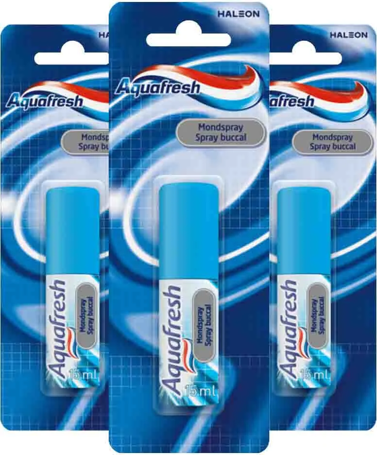 3x Aquafresh Mondspray Freshmint 15 ml