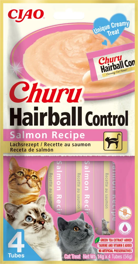 Ciao Kattensnack Churu Puree Hairball Control Salmon 4x14 gr