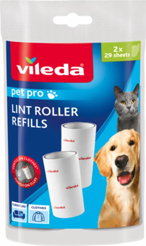 4x Vileda PetPro Kleefborstel Vervanging 2 x 29 bladen 2 navullingen