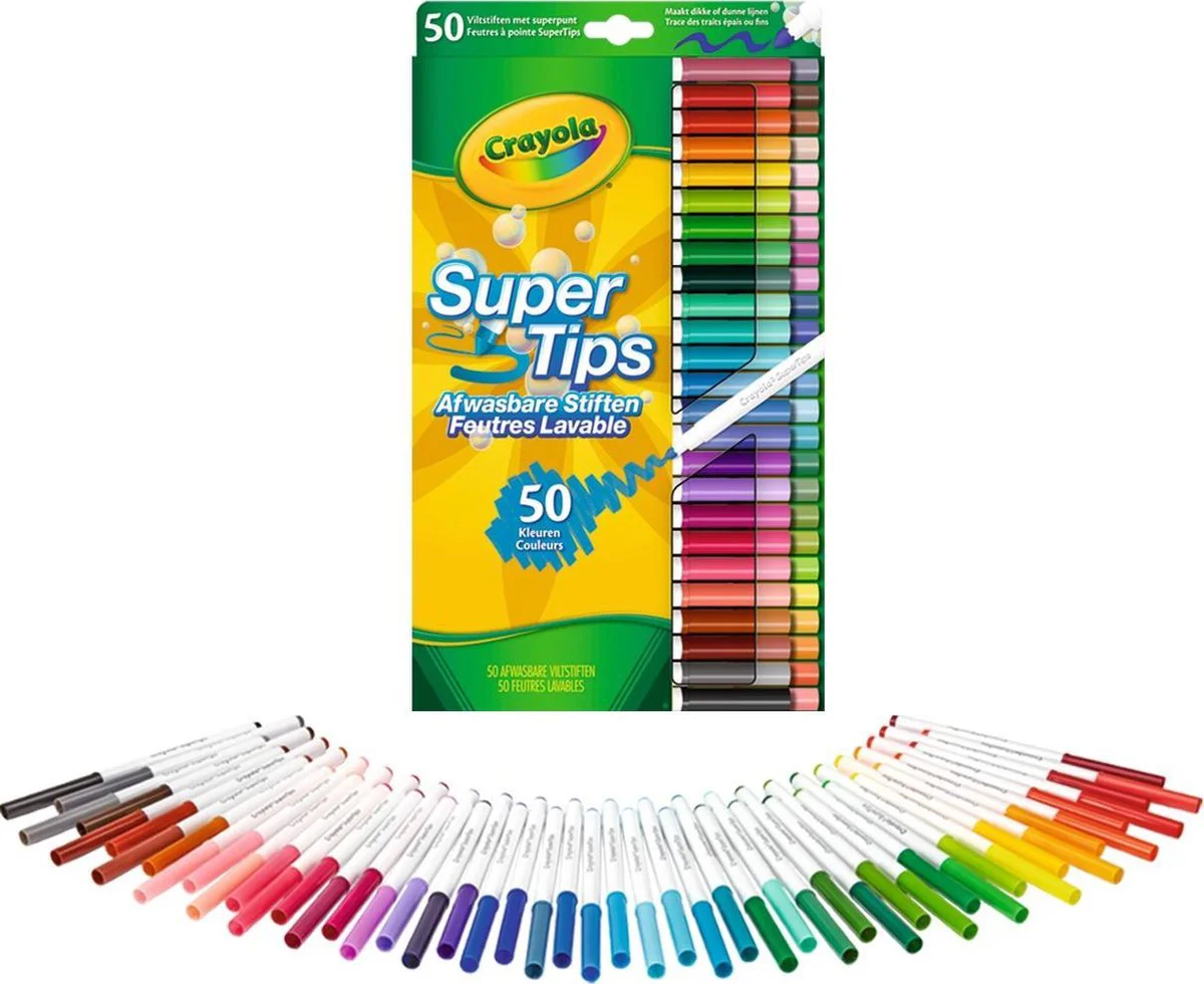 Crayola - Supertips - Viltstiften - 50 Wasbare Viltstiften - Voor Kinderen