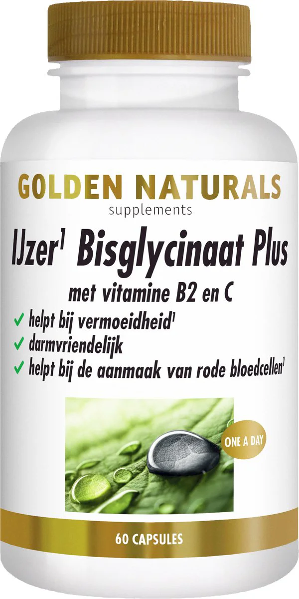Golden Naturals IJzer Bisglycinaat Plus 60 vegacapsules