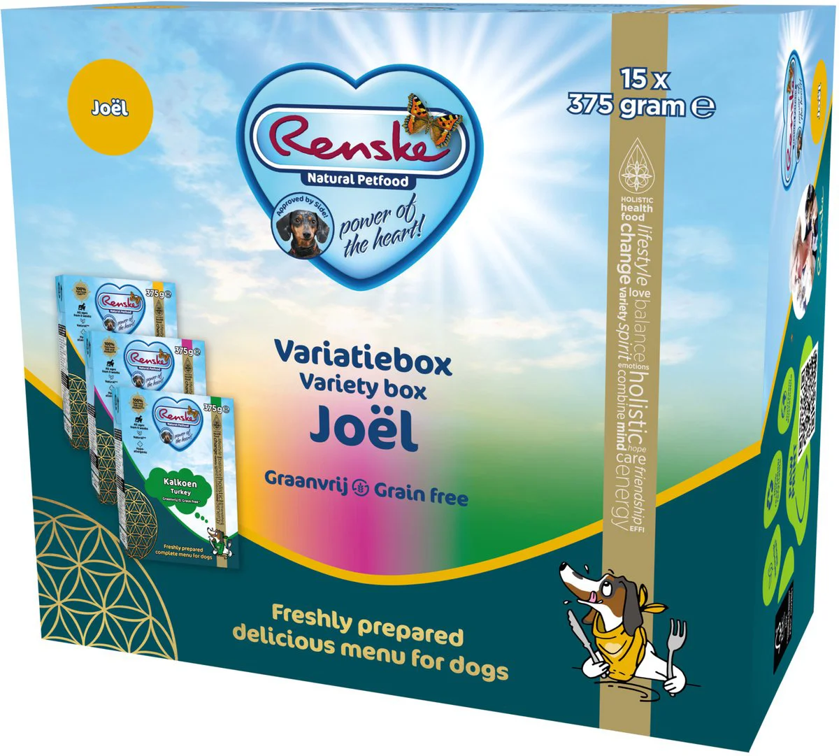 Renske Vers Variatiebox Hondenvoer Nat Joël Graanvrij 15 x 375 gr