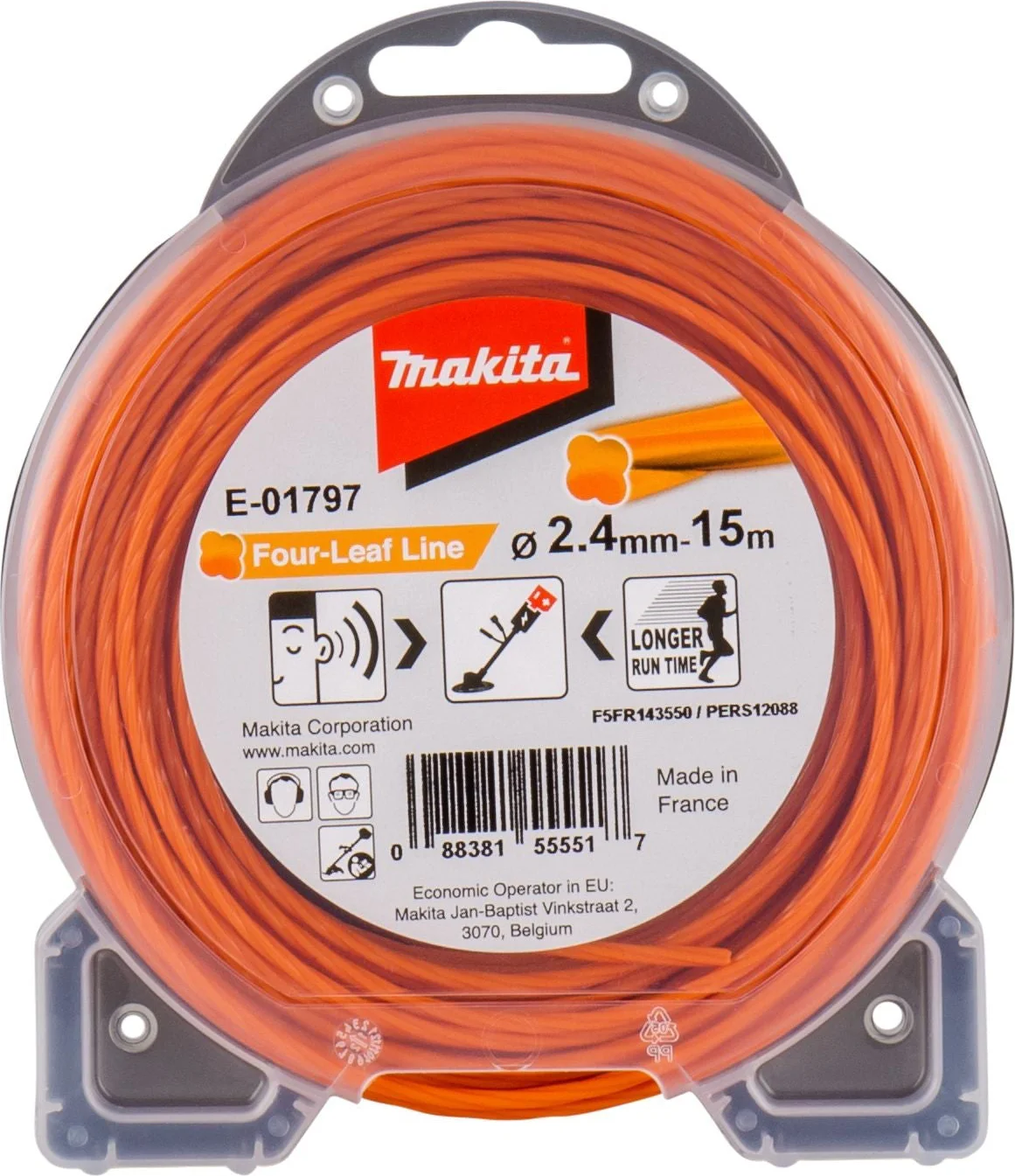 Makita E-01797 Klaverbladvormig maaidraad 2,4x15 meter oranje