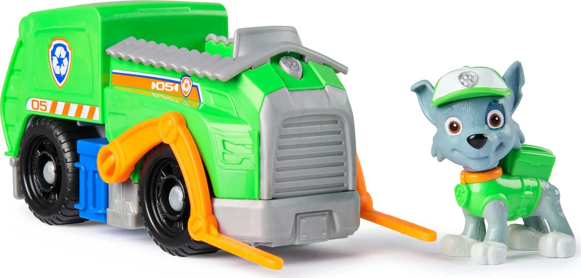 PAW Patrol - Rocky's Recycle Truck - speelgoedauto met speelfiguur - 80% gerecycled plastic - duurzaam speelgoed