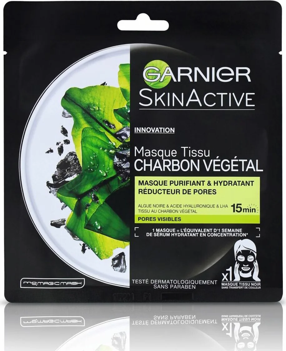 3x Garnier SkinActive Tissue Gezichtsmasker Pure Charcoal