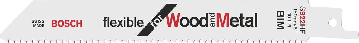 Bosch Professional S922HF Reciprozaagblad 150mm Flexible for Wood and Metal VE=5 - 2608656016