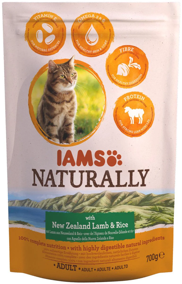 IAMS Naturally Kat Adult New Sealand Lam & Rijst 700 gr