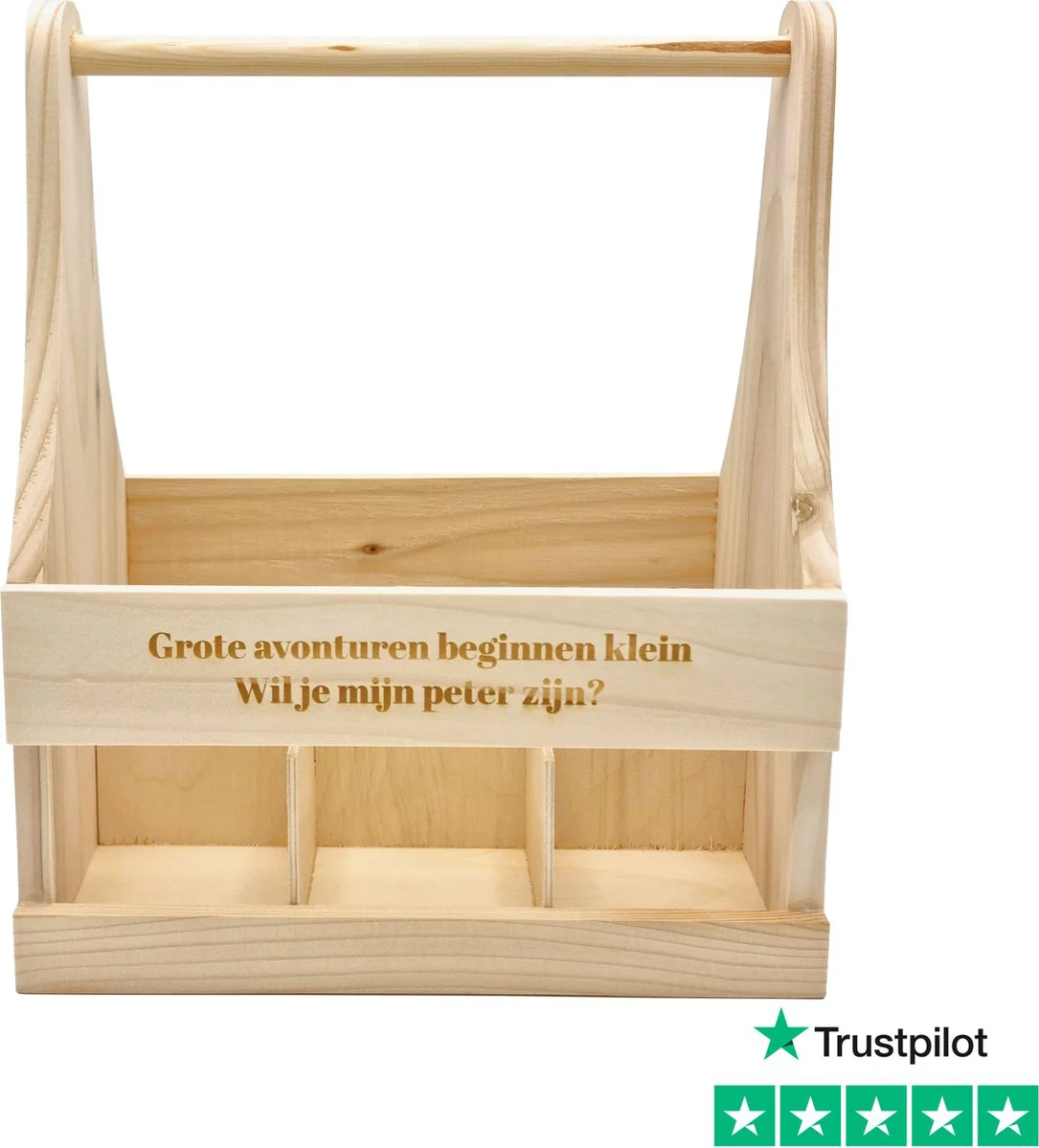 [Nice Little Things] - Houten Bierkrat Wil je mijn peter zijn?