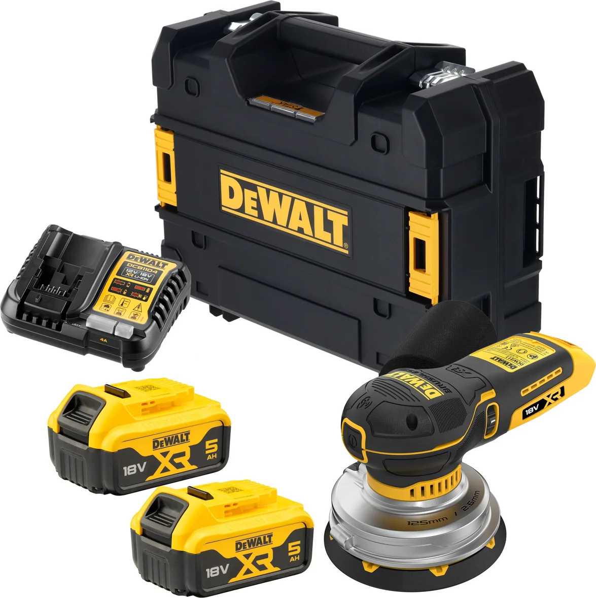 DeWALT DCW211P2 Accu excenterschuurmachine 125 mm 18V XR 2x 5.0Ah in TSTAK