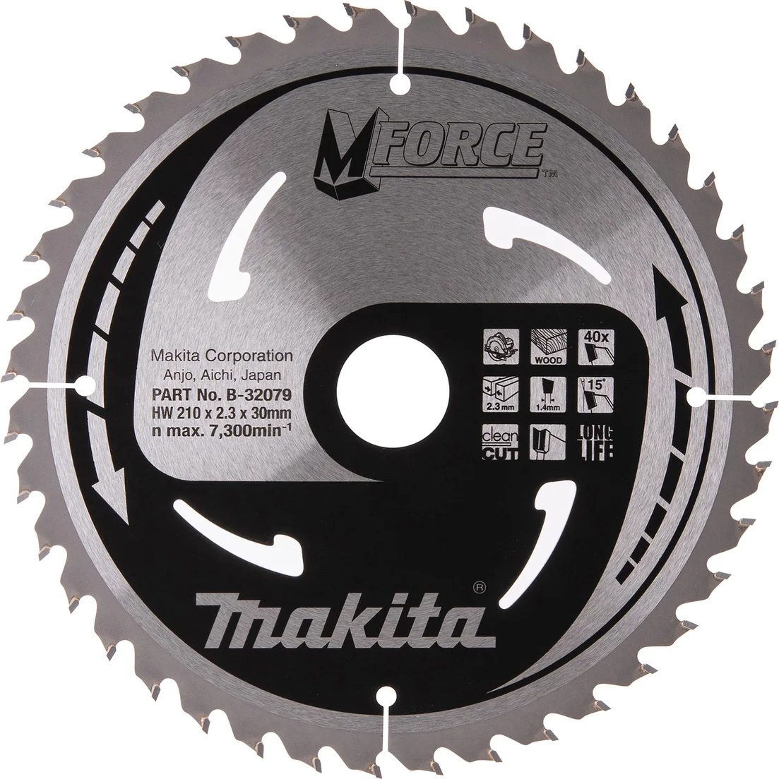 Makita B-32079 Cirkelzaagblad Hout | Mforce | 210 x 30 mm | 40-tands