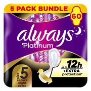 5x Always Maandverband Platinum Secure Night Extra Wings 12 stuks