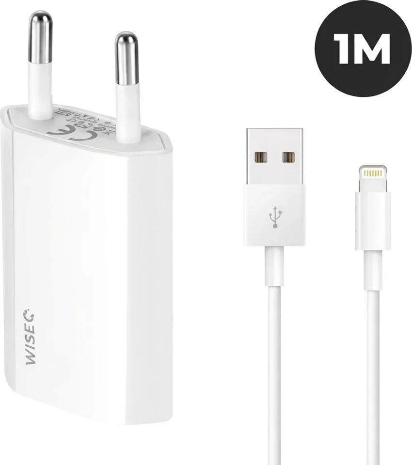 Oplader geschikt voor Apple iPhone 14/13/12 en iPad - inclusief USB naar Lightning oplaadkabel 1 meter - wit - WiseQ