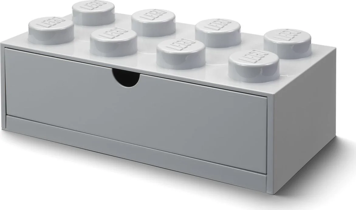 LEGO Bureaulade met 8 noppen - grijs
