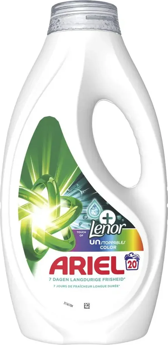 Ariel Vloeibaar Wasmiddel Color +Touch Van Lenor Unstoppables 20 Wasbeurten 900 ml
