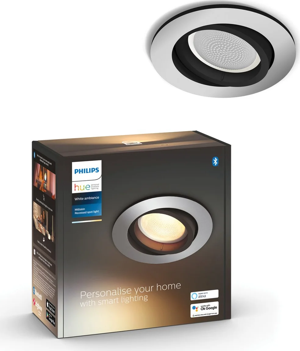 Philips Hue Milliskin inbouwspot White Ambiance - rond - Aluminium