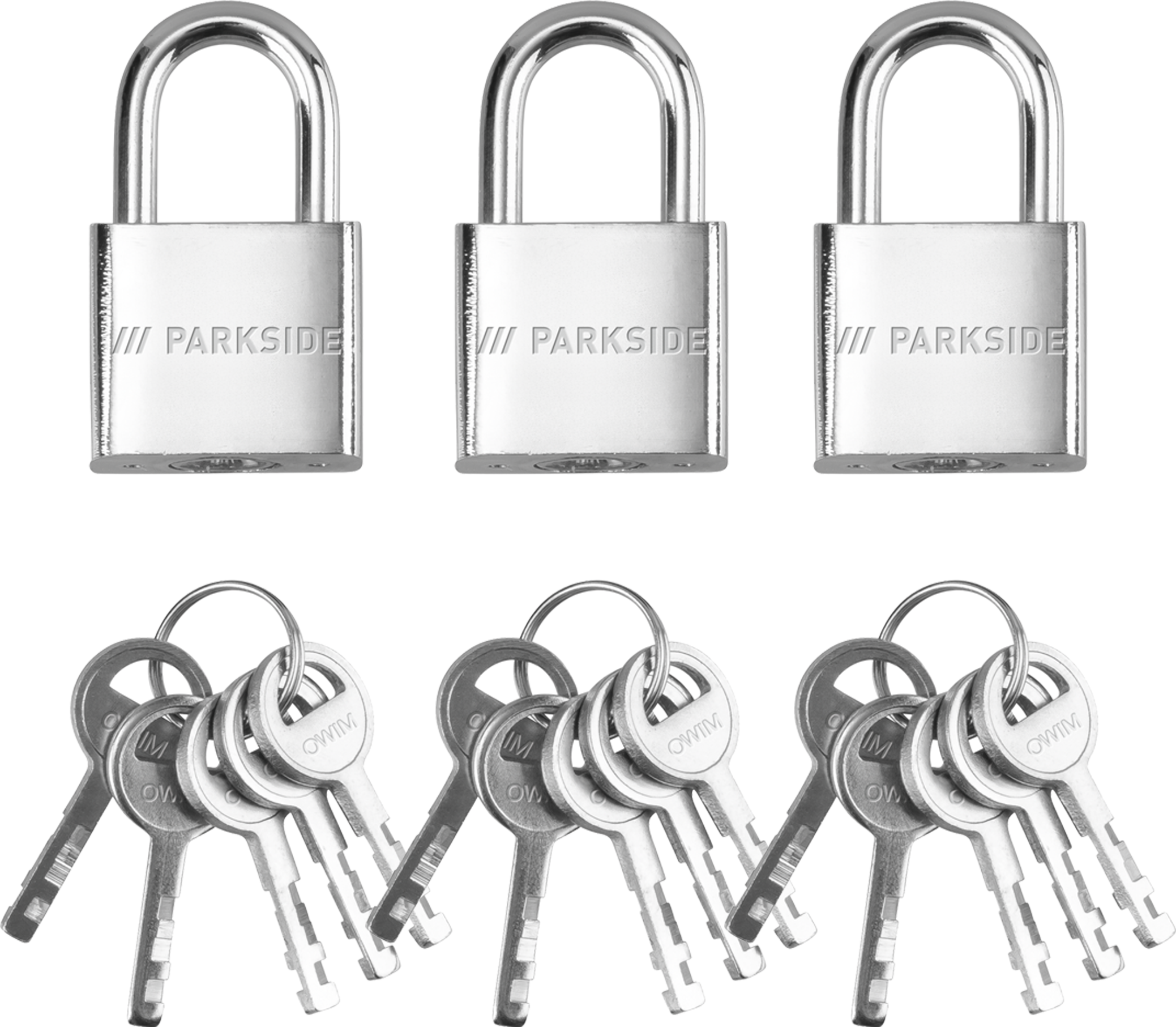 PARKSIDE Hangslot of kabel voor hangslot (Hangsloten 3-delig)