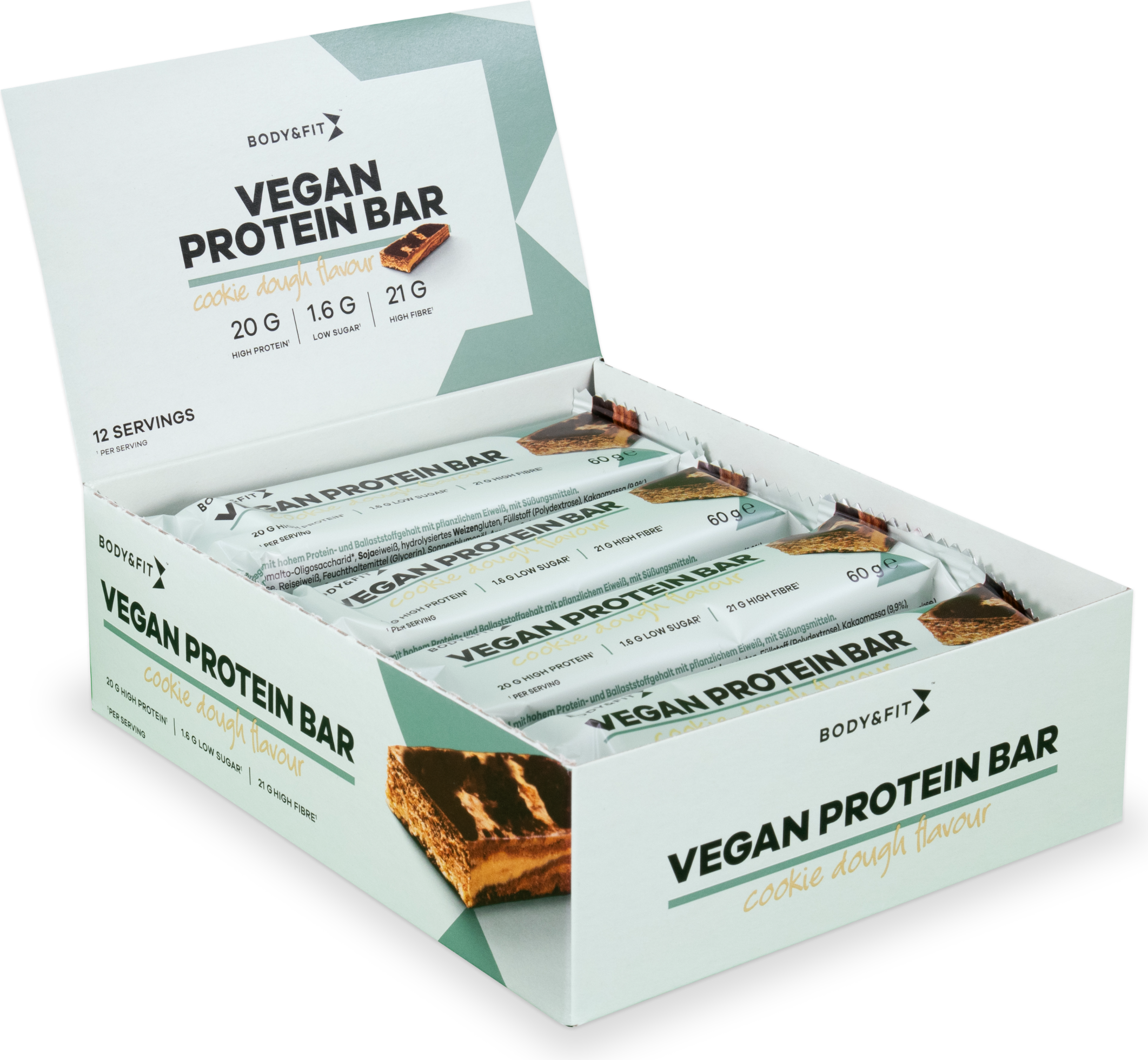 Body & Fit Vegan Protein Bar Cookie Dough 12 x 60 gr