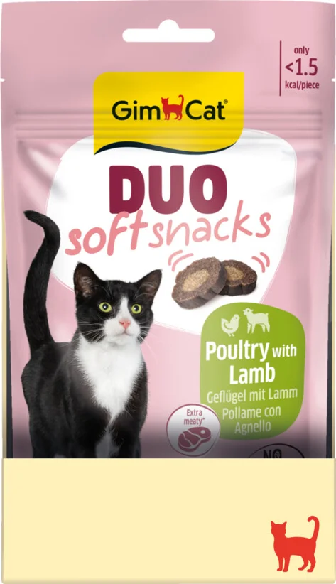 12x GimCat Duo Kattensnack Lam & Gevogelte 50 gr