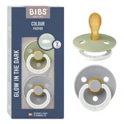 BIBS Glow Fopspeen 6-18 Maanden Symmetrical Sage/Cloud 2ST