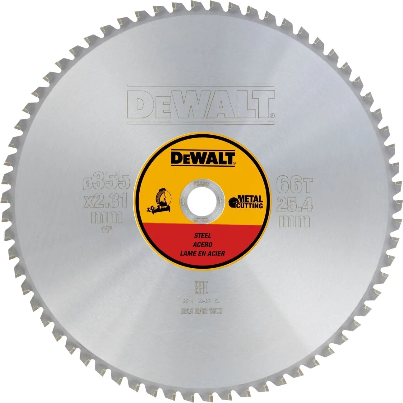 DeWALT Cirkelzaagblad voor Staal | Ø 355mm Asgat 25,4mm 66T - DT1926-QZ