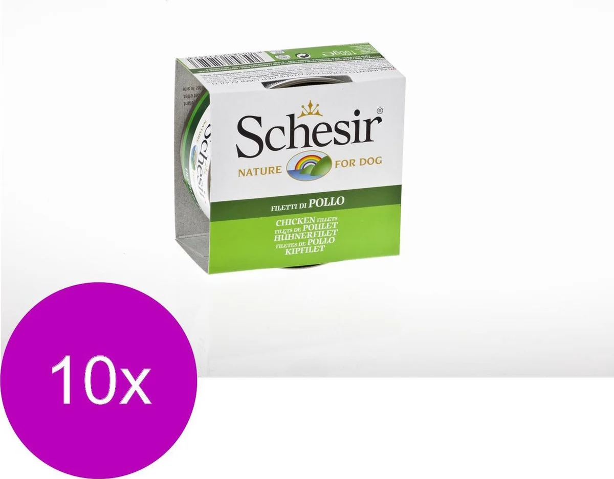 10x Schesir Hondenvoer Nat Blik Jelly Kipfilet 150 gr