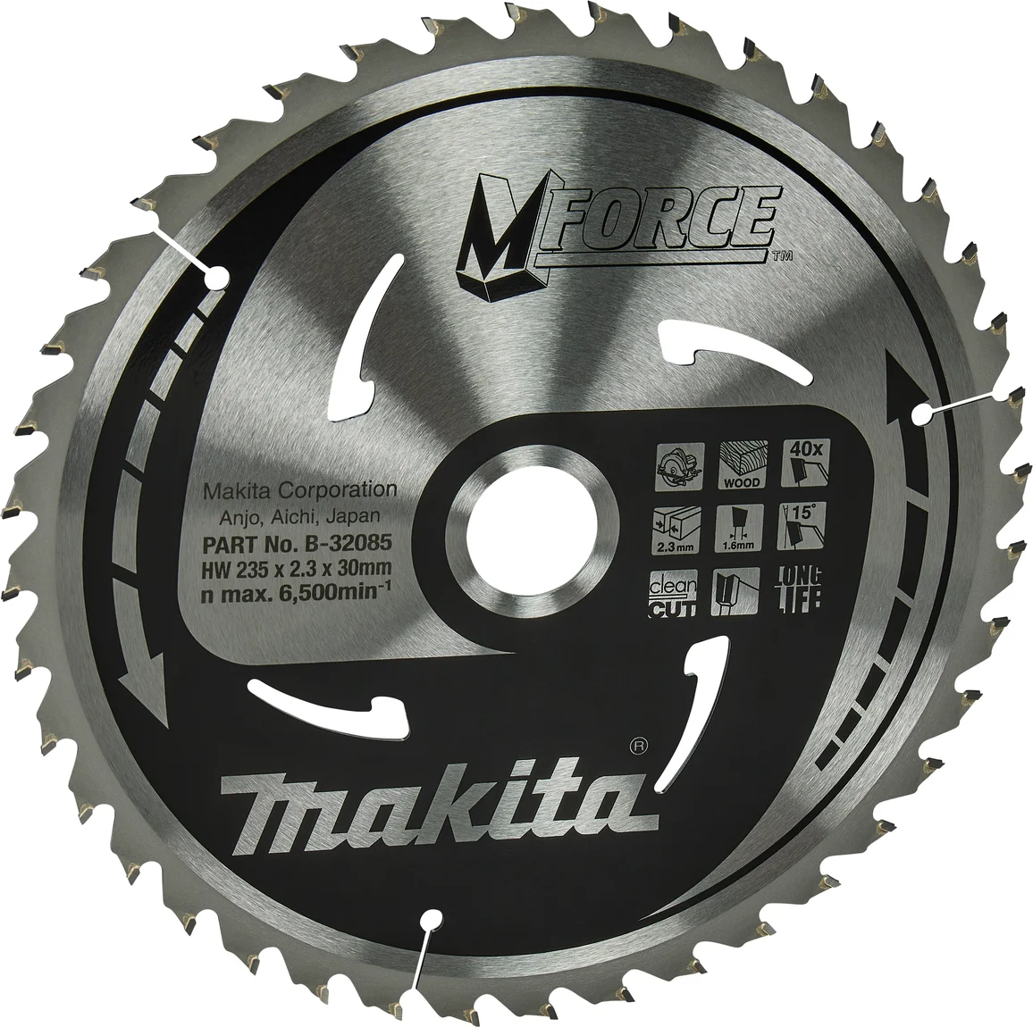 Makita B-32085 Cirkelzaagblad Hout | Mforce | 235 x 30 mm | 40-tands