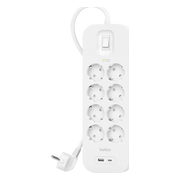 Belkin Stekkerdoos 8-voudig 2 meter met usb A/C 18W Wit