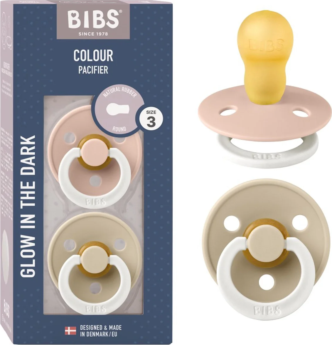 BIBS Glow Fopspeen 18+ Maanden Vanilla/Blush 2ST