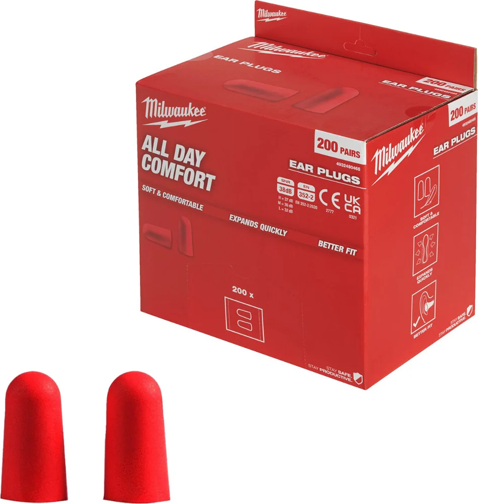 Milwaukee Schuimrubberen Oordoppen - 200 paar - 4932480465