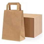25 x Packadi Papieren Draagtassen - 22 x 10 x 28 cm - Bruin / papieren tassen Kraft Papieren Tasjes Met Handvat/ Cadeautasjes met vlak handgrepen / Zakjes/