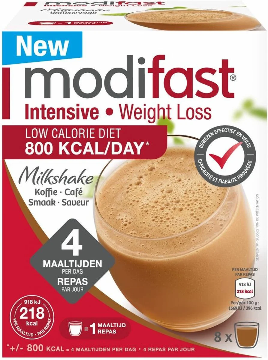 8x Modifast Weight Control Milkshake Koffie 8 x 55 gr