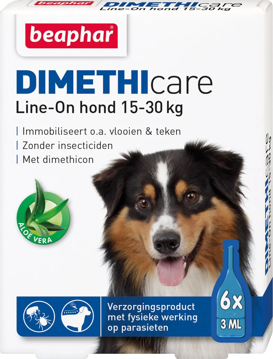 Beaphar DImetHIcare Line-On Anti Teken- en Vlooiendruppels Hond 15 - 30 kg 6 pipetten