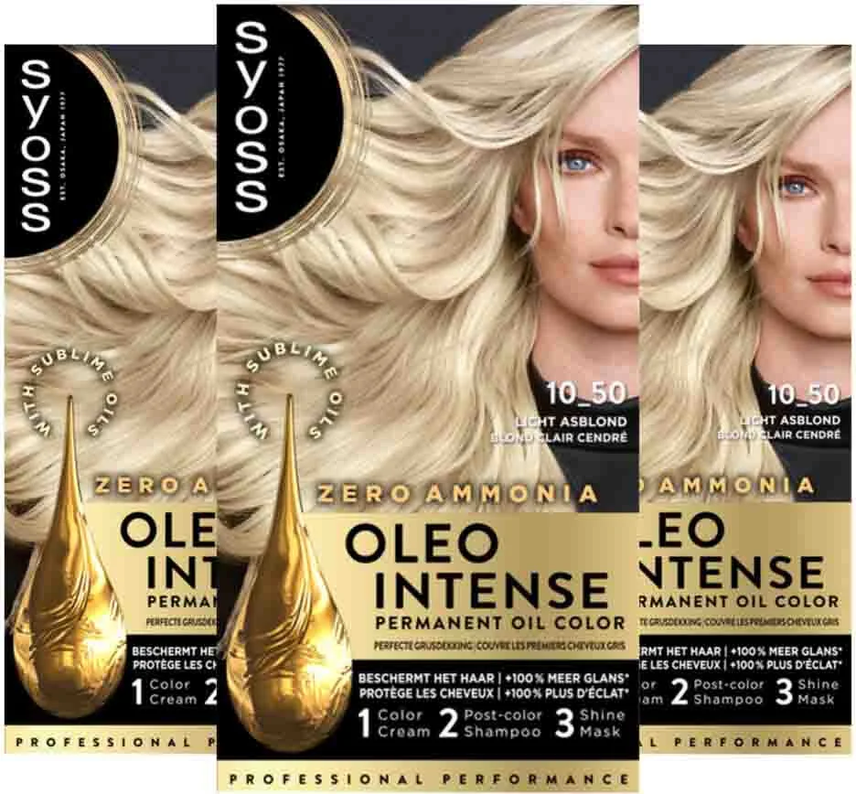 3x Syoss Oleo Intense Haarverf 10-50 Licht Asblond