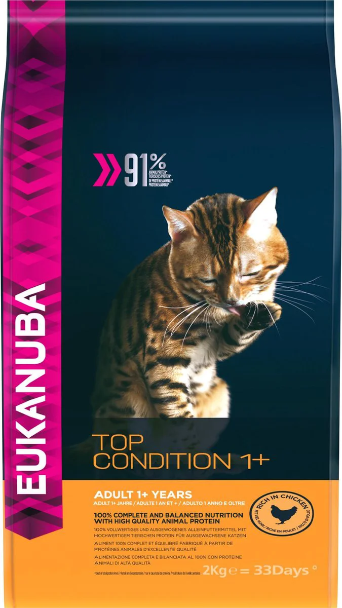 Eukanuba Kattenvoer Droog Adult Top Condition Kip - Lever 2 kg