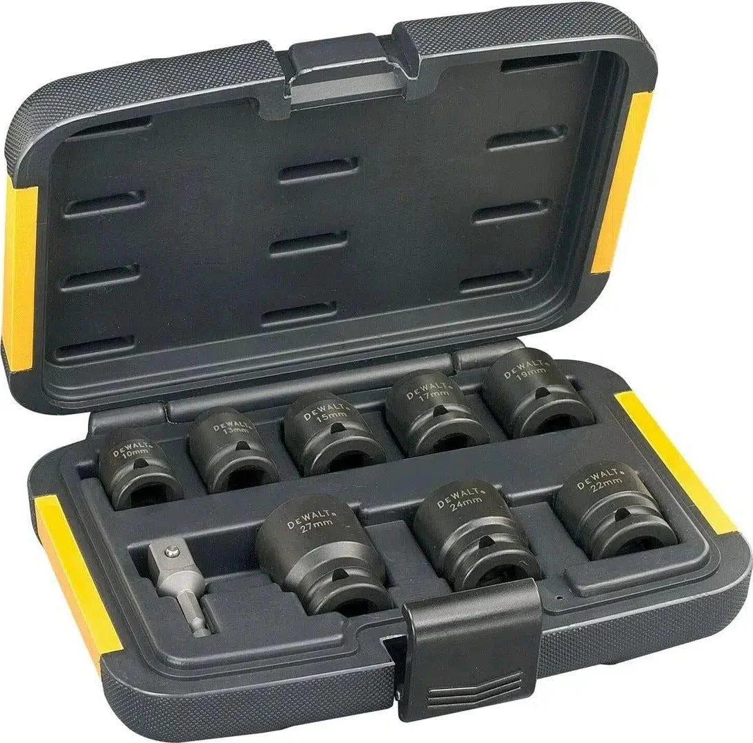 DeWALT DT7507 Krachtdoppenset 1/2" Vierkant | kort | 9-delig