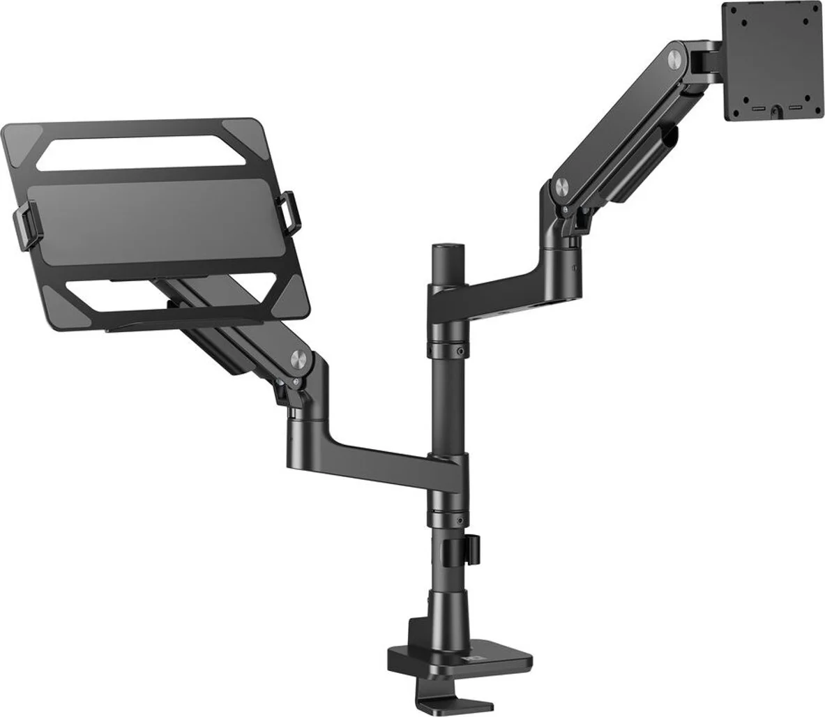 ACT AC8341 Monitorarm 49 inch met gasveer voor 1 monitor met laptophouder