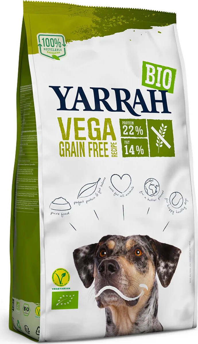 4x Yarrah Biologisch Hondenvoer Vegan Tarwe Vrij 2 kg