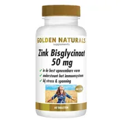 2x Golden Naturals Zink Bisglycinaat 50mg Vegan 60 tabletten