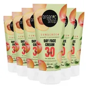 6x Organic Shop Zonnebrandcréme Gezicht SPF 30 Vette huid 50 ml
