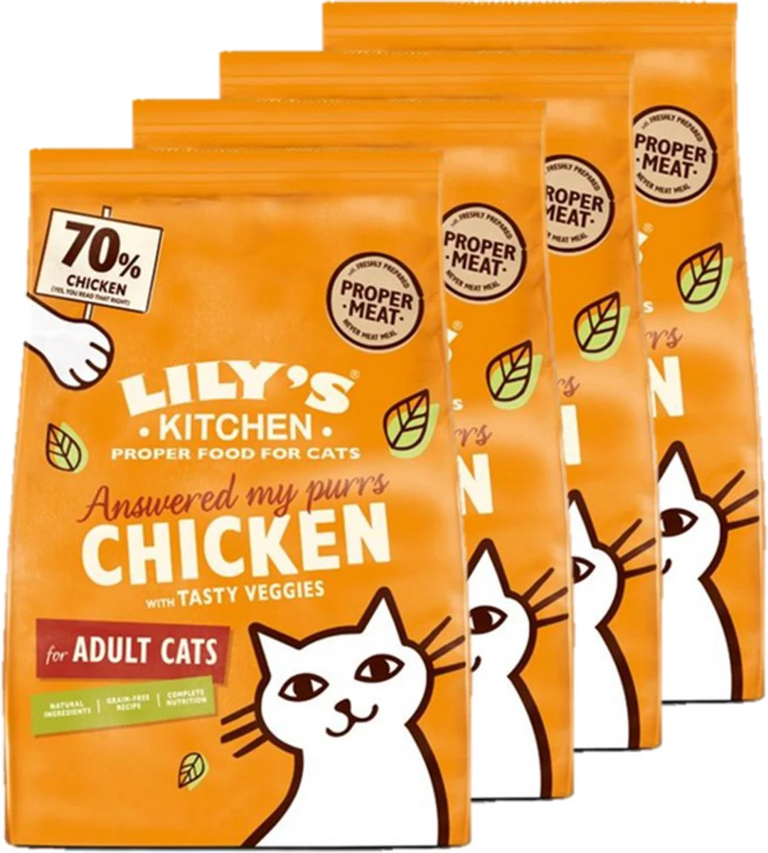 4x Lily's Kitchen Kattenvoer Droog Adult Kip & Groenten 800 gr