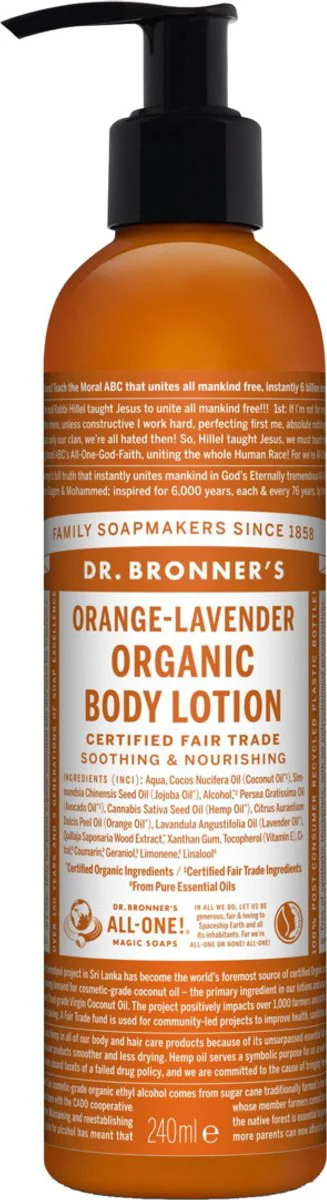 Dr. Bronner Hand- & Bodylotion Sinaasappel Lavendel 240ML