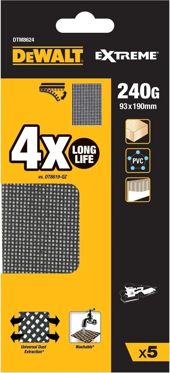 DeWALT DTM8624 Mesh Schuurgaas Rechthoek 93x190mm K240 VE=5